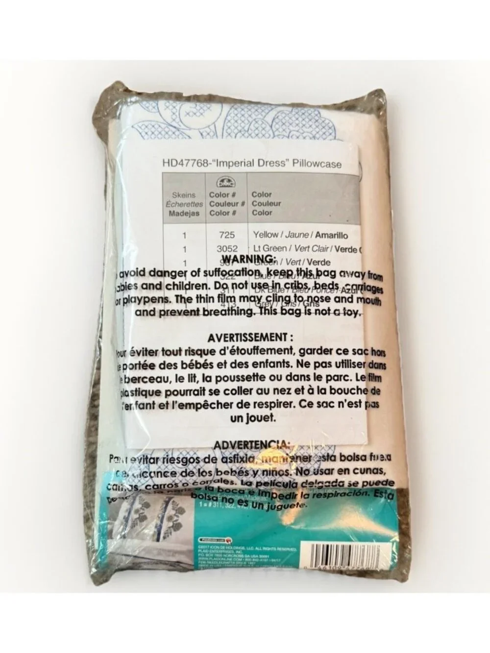 BUCILLA Waverly Imperial Dress 2ct Pillow Case Embroidery Kit Cottagecore Granny